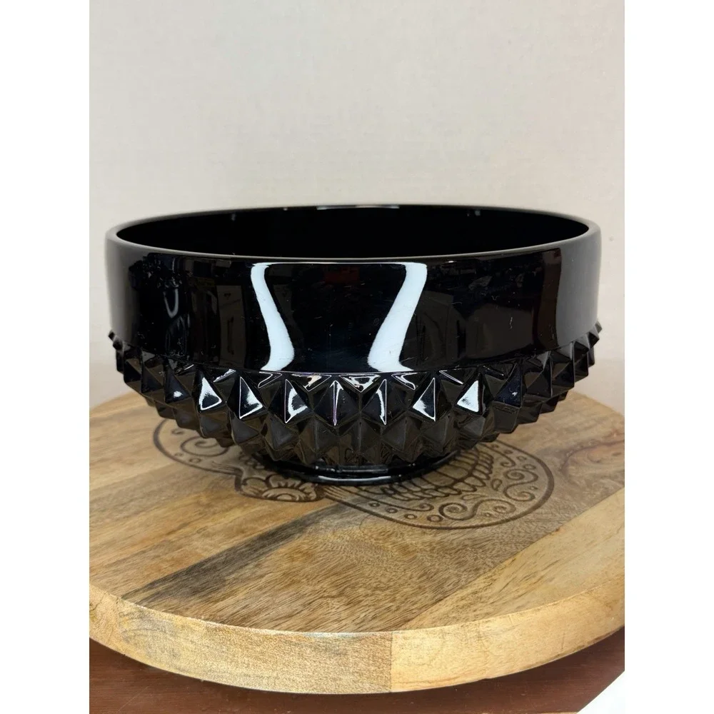 Vintage Indiana Glass Tiara Cameo Black Diamond Point 9.75